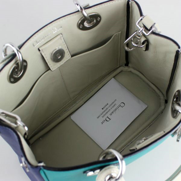 mini dior diorissimo original calfskin leather bag 44375 green&blue&apricot